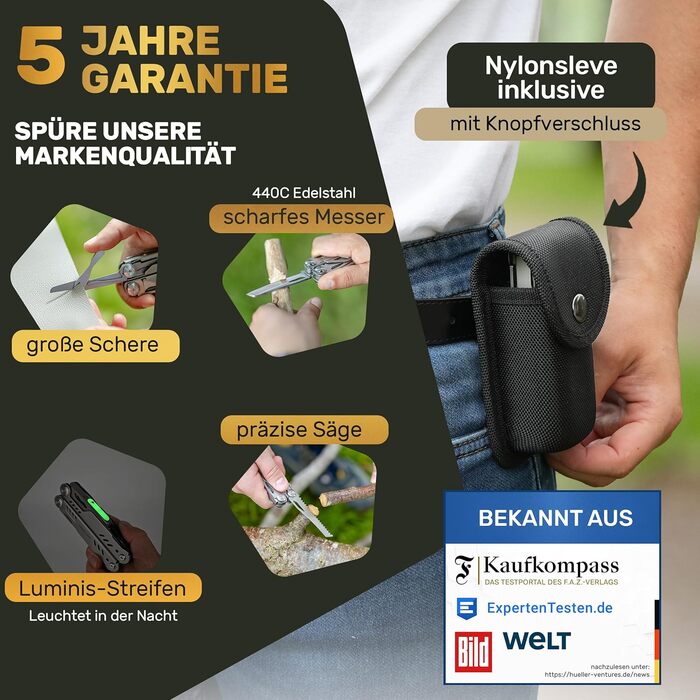 Мультитул Wood Raptor Standard: мультифункціональний ніж для виживання, кемпінгу та повсякденного використання (35+ функцій) з нержавіючої сталі