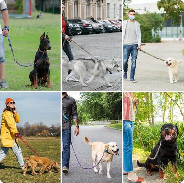Міцна тактична повідок для собак Chioratree для середніх та великих собак, амортизуюча повідок-банджі з 2 м'якими ручками, страхувальний ремінь для авто, світловідбиваюча повідок для собак, Рожевий (1.2м-1.8м, Чорний)