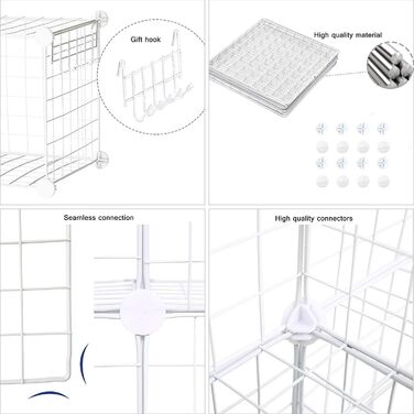 C&AHOME Wire Cube Storage, 6 - Metal Cube Organizer with C-Grid, Modular Shelf Units, Storage Shelf Racks, Closet Organizer, 93.5 in L x 31.8 in W x 93.5 in H, (8 Cubes, White)