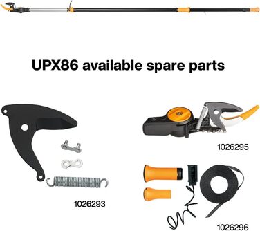 Телескопічний сучкоріз Fiskars UPX86 для свіжих гілок, антиадгезійне покриття, сталева лезо, алюмінієва ручка, 2,4–4 м, чорний/помаранчевий