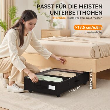 Підліжкова комода на колесах 2 шт., 48 л, ящик для зберігання під ліжком з кришкою та металевим каркасом, складаний ящик для зберігання під ліжко для одягу, постільної білизни, взуття (44л*2, блискавка)