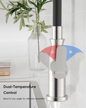 Кран кухонний APPASO 3-в-1 з трьома виходами, чорний, з нержавіючої сталі, для фільтрів води, поворотний на 360°, 2 ручки, низький тиск