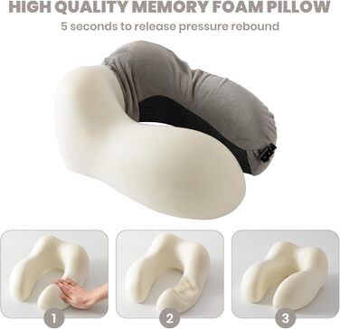 Подушка для шиї Good Nite для подорожей (літак, авто) - ергономічна, м'яка, сіра, для дорослих