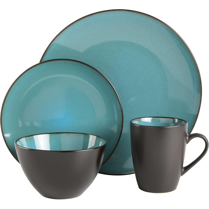 Набір посуду Gibson Elite Soho Lounge, 16 предметів (сервіз на 4 особи), блакитно-зелений, кераміка