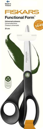 Універсальні ножиці Fiskars ReNew 21 см, чорні, з переробленої нержавіючої сталі та пластику, ергономічна ручка, серія Functional Form