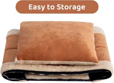 Hollypet Cat Bed, Small Dog Bed, 2-in-1 Foldable Plush Pet Bed for Cats & Small Dogs, Cozy and Soft Pet Cave Bed for Indoor Outdoor, (Orange Brown)