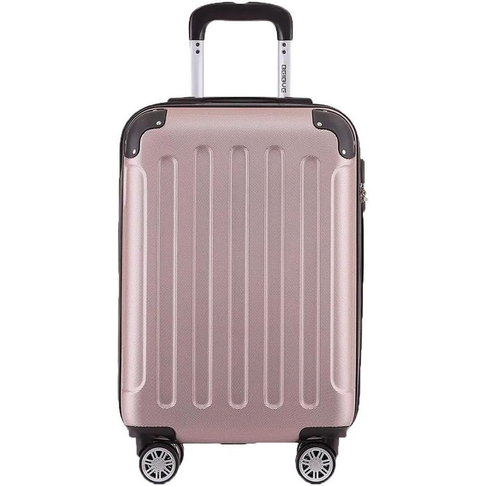 Чохол-валіза Beibye: валіза-роликовий багаж з кодовим замком, 4 колеса (Рожево-золотий, Small-55 см)