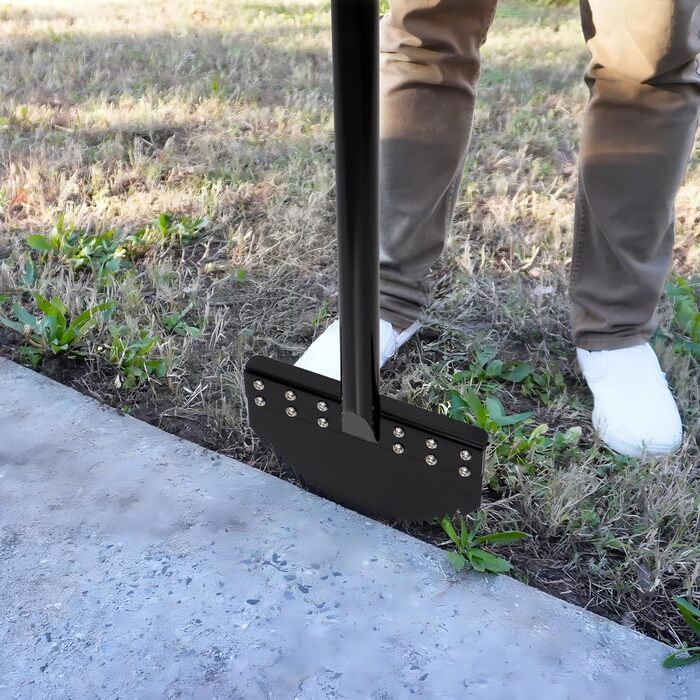 CKLT One-Piece Edge Trimmer 100cm with Spring Steel Blade Manual Lawn Edger Manganese Steel Rustproof Half-Moon Garden Tool with Rubber Grip for Landscape Maintenance