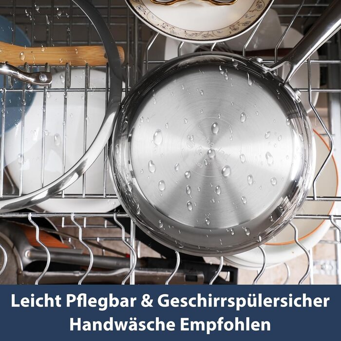 Сковорода з нержавіючої сталі з антипригарним покриттям Creamic, 26 см, для здорового харчування, сумісна з плитами Induktion, електричними та газовими