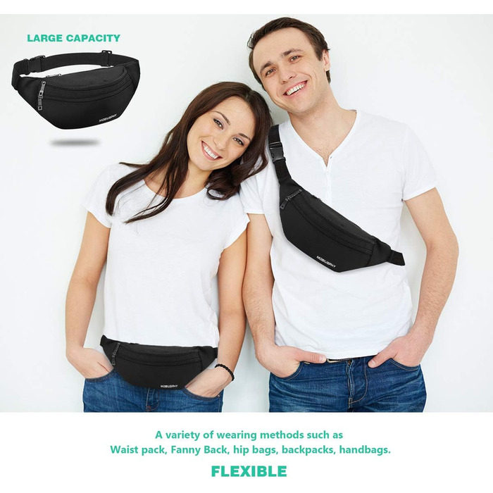 Поясна сумка на пояс для жінок та чоловіків, спортивна, для бігу, чорна