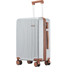 Валіза ручної поклажі з жорстким корпусом та 4 обертовими колесами, з TSA-замком (Сріблястий, 20 дюймів)