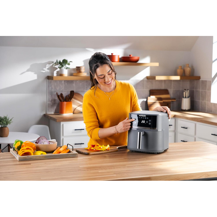 Nutribullet Crisplite Vision NBA0811DG: Фритюрниця повітряна, 8 л, цифрова, 2000 Вт, чорний матовий, 8 автоматичних програм, без PFAS