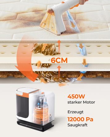 UWANT Пылесос для ковров і м'яких меблів, для диванів, килимів, оббивки, мокрий/сухий, потужність 12000Pa, 70dB (B200 Se)