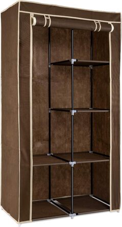 Navaris Fabric Wardrobe with Clothes Rail - Folding Wardrobe 88x170x45cm with Rail - Large, Stable Closet - Foldable Fabric Wardrobe made of Nonwoven Fabric in Light (Brown)