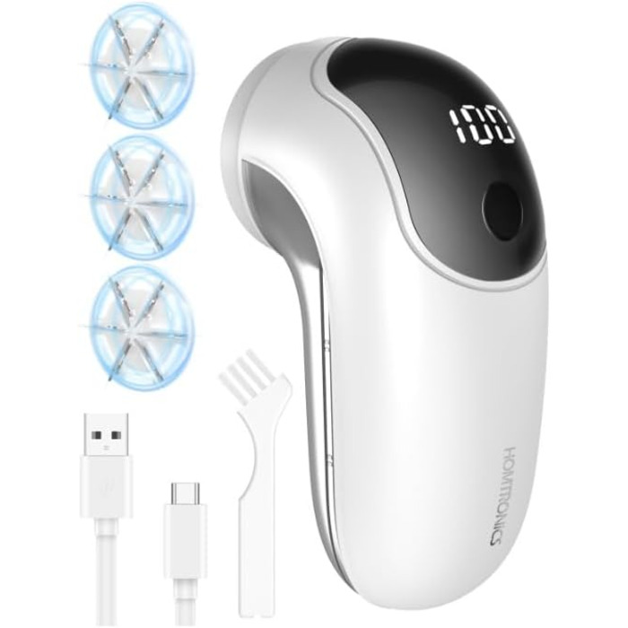 Електричний видалення ворсу для одягу, меблів та текстилю - портативний бездротовий пристрій з LED-дисплеєм та 3 рівнями налаштування