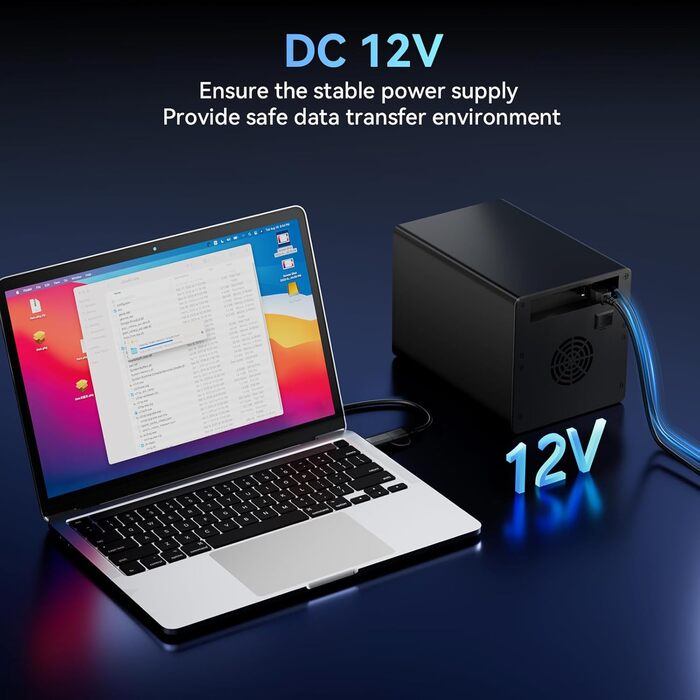 Корпус для жорстких дисків 10Gbps з алюмінію Dual Bay з вентилятором для 2.5/3.5 SATA HDD/SSD з USB A/C 3.2, Hot Swappable, Daisy Chain, без інструментів, DAS (не RAID/NAS)