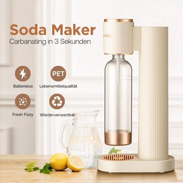 Машина для газованої води GreatWhip, Sodamaschine, з пляшкою 1 л, сумісна з CO2 (60L)