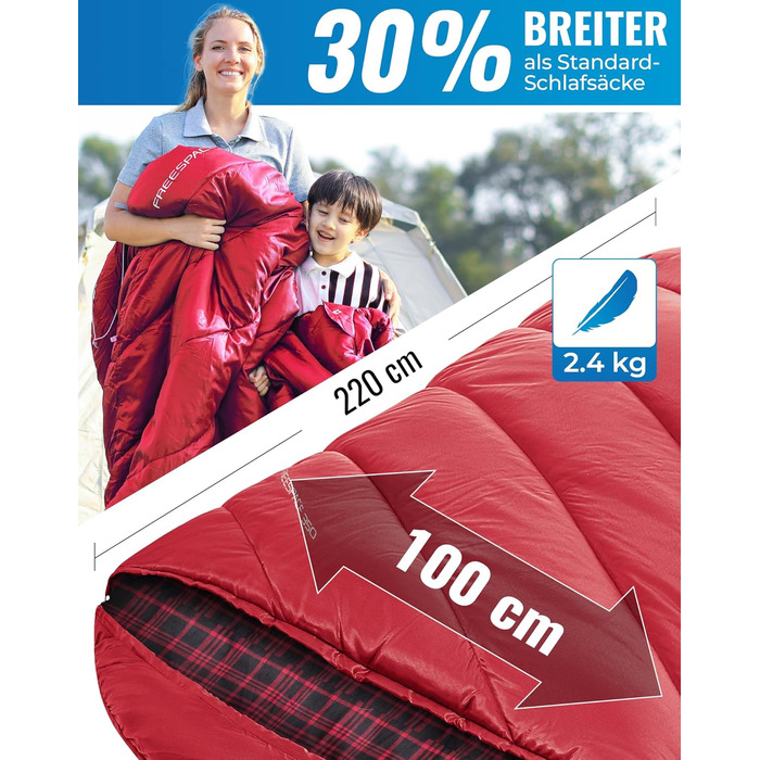 KingCamp XXL 3-Season Sleeping Bag - Oversized Adult Sleeping Bag for Camping, Backpacking, Hiking, Indoor & Outdoor Use - Thick & Warm