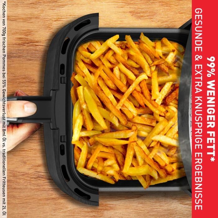 Tefal EY505D Easy Fry & Grill Hot Air Fryer | 2-in-1 Technology (Air Fryer and Grill) | Digital Display | 4.2 Liter for 6 Portions | 8 Cooking Programs | Energy-Saving | Oil-Free | Stainless Steel, XL
