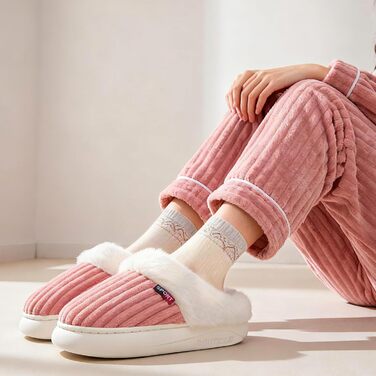 Тапочки зимові для дому Guyarns з м'якої плюшевої підкладки, чоловічі/жіночі, з піною Memory Foam, кордової тканини, антиковзаюча підошва, комфортні, теплі, зелені (38/39 EU, Рожевий)