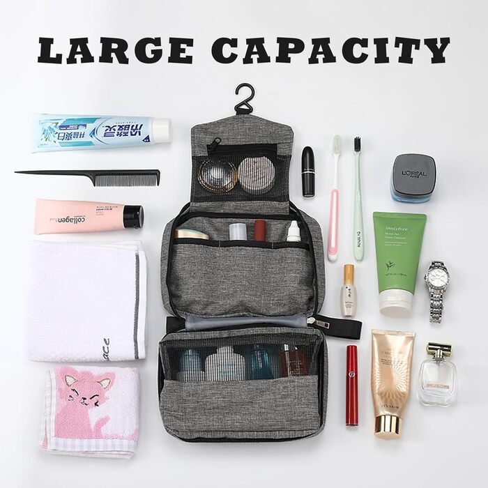 Чоловіча/жіноча косметичка для подорожей з гачком, велика, фіолетового кольору