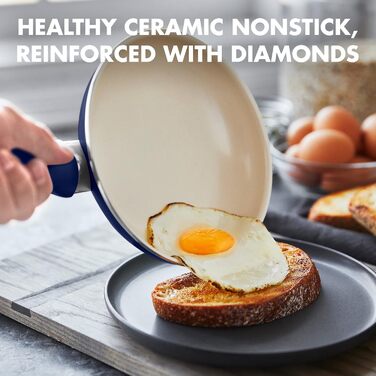 GreenPan Rio 16-Piece Cookware Set, PFOA and PFAS-Free, Healthy Ceramic Non-Stick Coating, Dishwasher Safe, Easy to Clean, Durable Performance, Blue