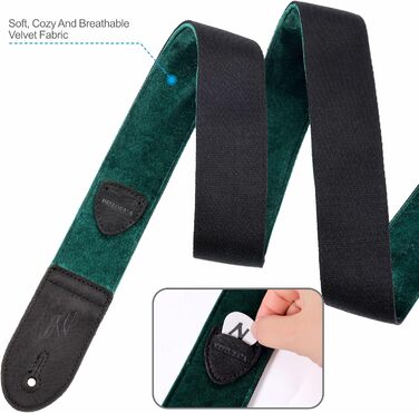 Гітарний ремінь Nefelibata з повного нубуку, вінтажний велюровий ремінь, безкоштовний подарунок: 4 медіатори + фіксатори ременя + кнопка для ременя, подарунок для бас-гітари, електро- та акустичної гітари (вишуканий фіолетовий, колір Різдва C#)