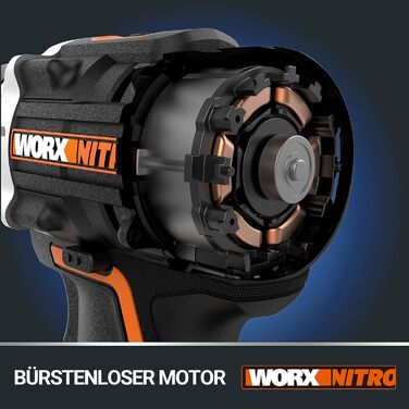 WORX NITRO WX352 Акумуляторний ударний дриль-шуруповерт Set 20V - безщітковий двигун, 60Nm, 2-швидкісна коробка передач, LED-підсвічування, комплект з 2 x 20V 2Ah акумуляторами та 2A зарядним пристроєм
