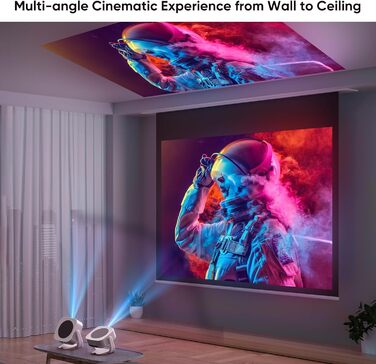 Портативний проєктор 4K Native 1080P з Wi-Fi, Bluetooth та автоматичною корекцією трапецеїдальних спотворень. Підходить для домашнього кінотеатру та використання на відкритому повітрі. Сумісний з ноутбуком, смартфоном та мишкою.