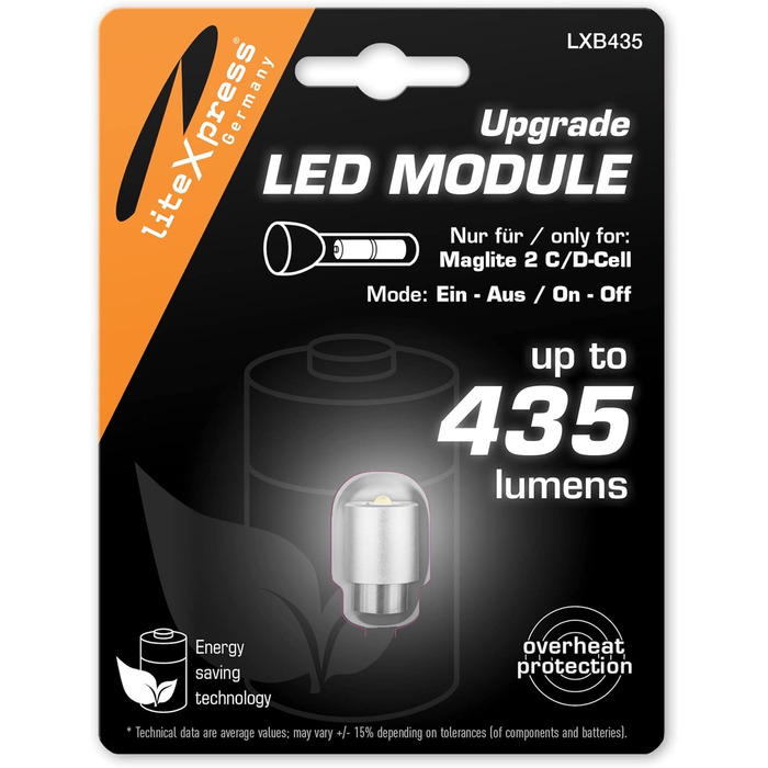 LED-модуль LiteXpress LXB435 для Maglite 2 C/D, 435 люмен, заміна лампи криптон/ксенон