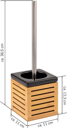 Bremermann WC brush holder, Bamboo, Ceramic, Toilet set, Toilet brush holder (black)
