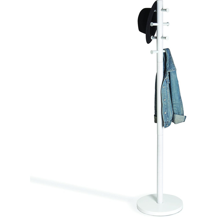 Umbra Pillar Coat Rack with Stool, Default_no_Selection_Value, White/Natural, One Size (White, Coat Rack)