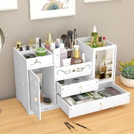 SHZICMY Cosmetic Storage Box with Drawers - White Makeup Organizer