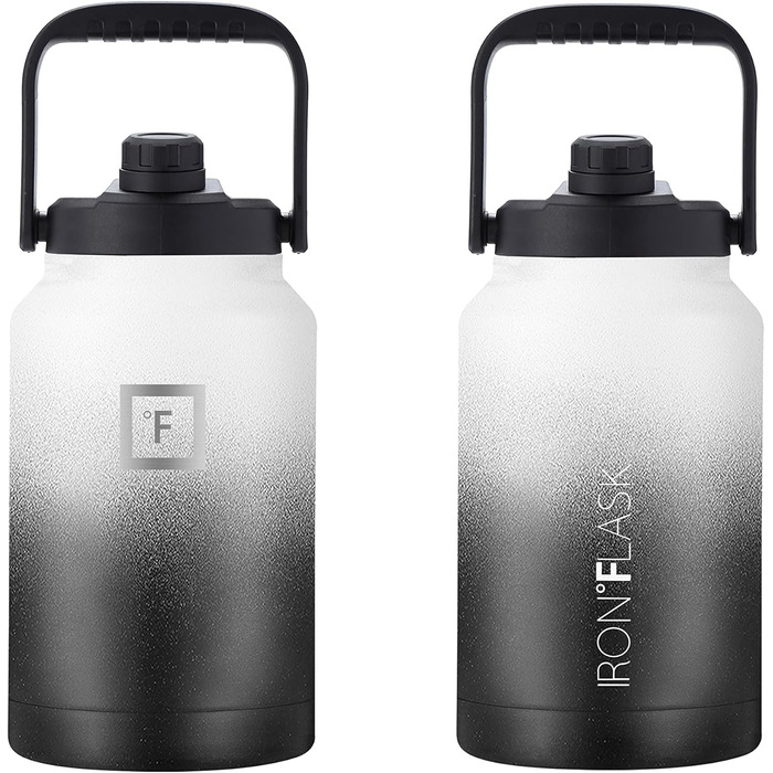 3.8L Stainless Steel Water Bottle with 2 Lids (Straw and Spout) - Leak-Proof Thermos Bottle Metal Water Bottle Double-Walled Insulated BPA-Free