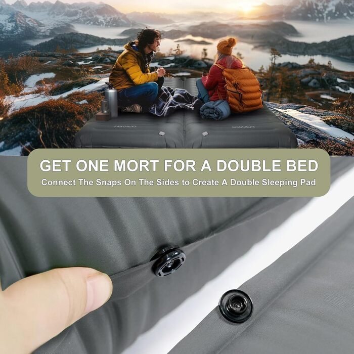 Origem Self-Inflating Camping Mat - Ultralight Sleeping Pad with Foot Pump - 14cm Thick - Ideal for Hiking, Travel, Beach, Tent & Hammock - Light Grey