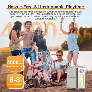 Портативна Bluetooth-колонка караоке з 2 бездротовими мікрофонами, RGB-підсвічуванням, регулюванням високих та низьких частот, ефектами голосу, AUX/USB/TF/OTG, 6,5 мм роз'єм, для вечірок (біла)