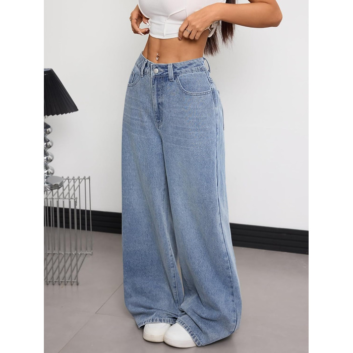 Джинси жіночі Damen Vintage Baggy, широкі, стиль Y2K 90-х, блакитні (XXL)