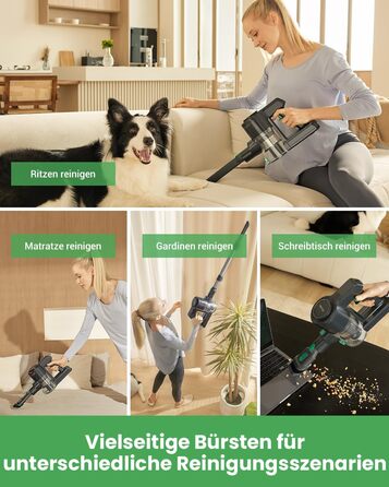 Бездротовий акумуляторний пилосос Vactidy V9 з LED-підсвічуванням, 30KPa, до 45 хвилин роботи, для видалення шерсті тварин, твердих поверхонь та килимів, чорний