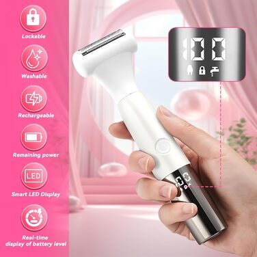 Електричний жіночий тример YGVQN 8-в-1 для тіла: бікіні, ноги, обличчя, брови, ніс. LED дисплей, водонепроникність IPX7, USB-зарядка.