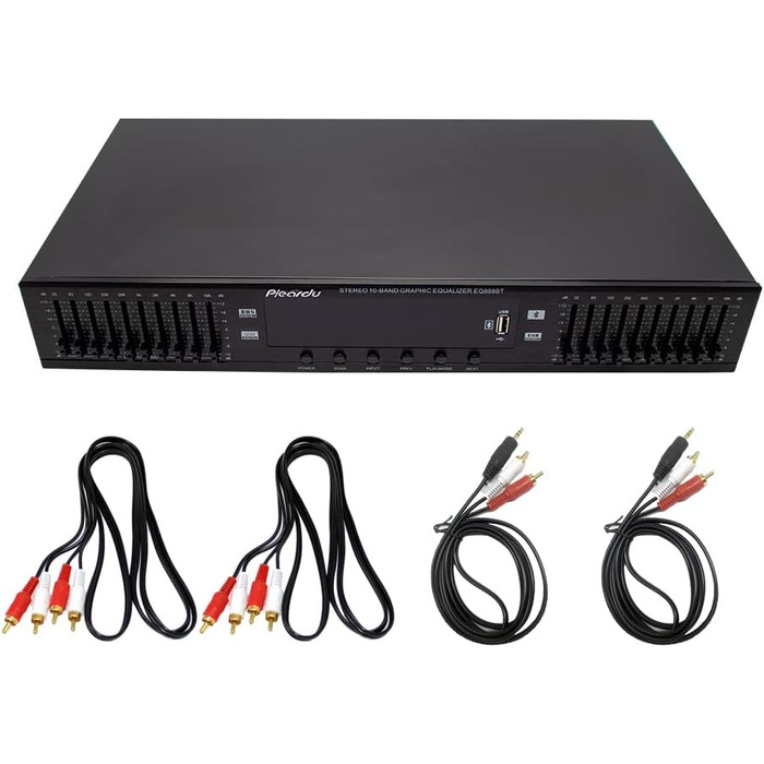 HIFI цифровий стерео еквалайзер Toplionace EQ898, 220В, USB, Bluetooth, двоканальний, 10-смуговий, чорний, для дому та сцени