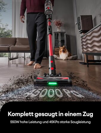 Ultenic U16 Flex Cordless Vacuum Cleaner 550W/45 Kpa, 60-Minute Runtime Cordless Vacuum with Touchscreen and Telescopic Tube, Wall-Mounted Charging Station with Indicator Light, Anti-Tangle for Hard Floors, Carpets, and Pet Hair