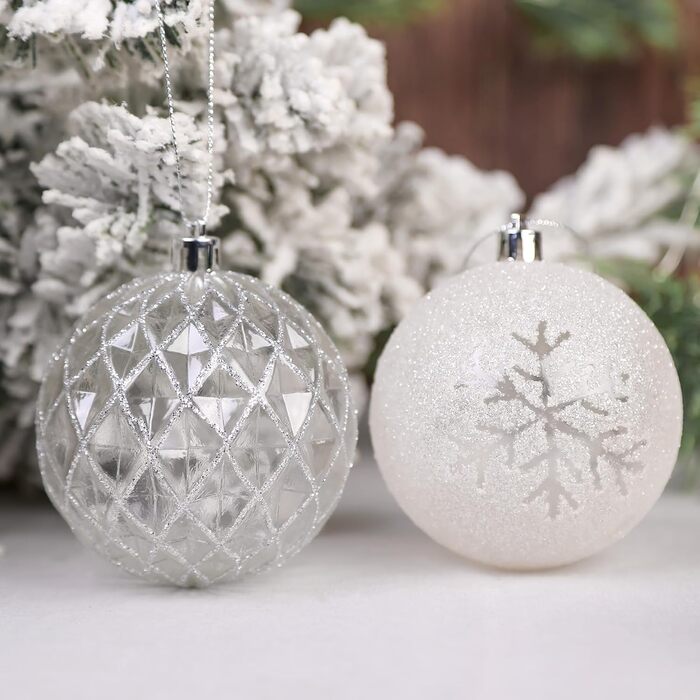 Прикраси для ялинки Shareconn, 80 мм, набір 12 шт. – міцні кулі з декоративними підвісками для свят, вечірок та весіль. Червоний та золотий колір.