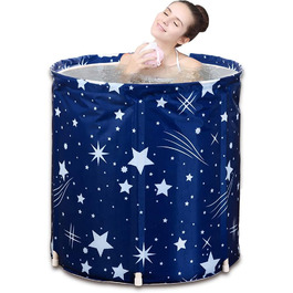 Foldable Bathtub, Foldable Bathtub, Foldable Bathtub, SPA Bathtub, Adult Bathtub, Plastic Bucket, 70x65 cm with Insulating Cotton, Blue Star