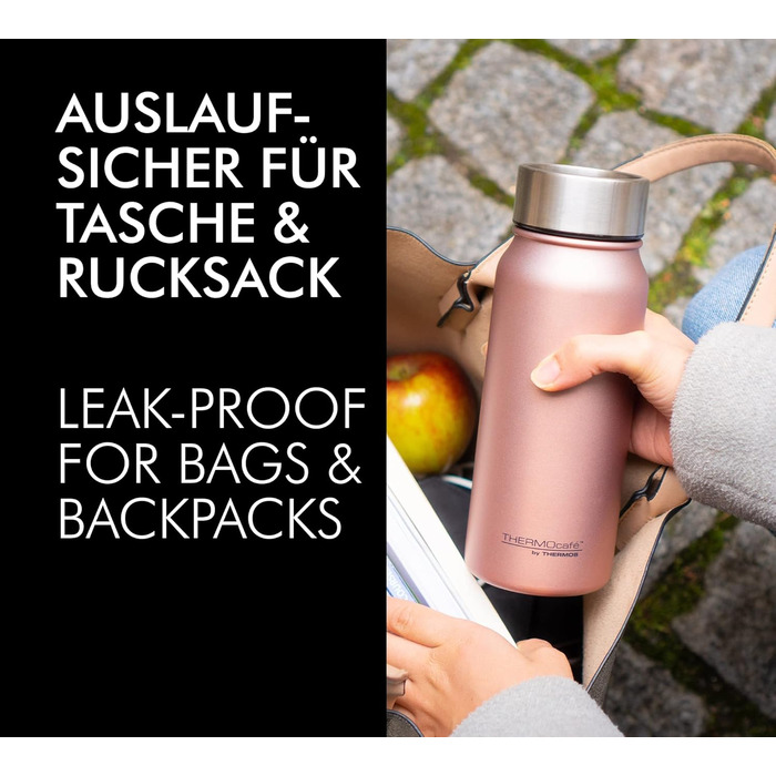 Термокружка THERMOcafé by THERMOS TC, рожеве золото, матова поверхня, 500 мл, нержавіюча сталь, з ізоляцією, для напоїв на винос, не протікає, зберігає тепло 9 годин, холод 18 годин, миється в посудомийній машині, без BPA