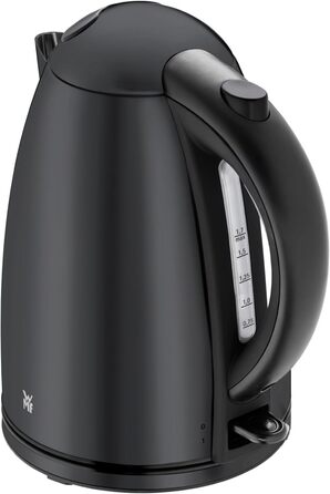 WMF Stelio Electric Kettle, Stainless Steel, 1.7L, Electric Kettle with Scale Filter, 2400 W, Illuminated Water Level Indicator, Matte Black Stainless Steel