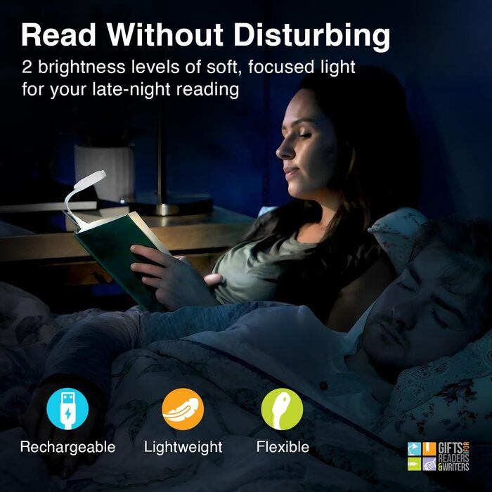 Перезаряджувана LED лампа для читання Flexilight 2-в-1: кліпса для книги, ліхтарик для дітей та дорослих, аксесуар для читання, подарунок для книголюбів (Lama)