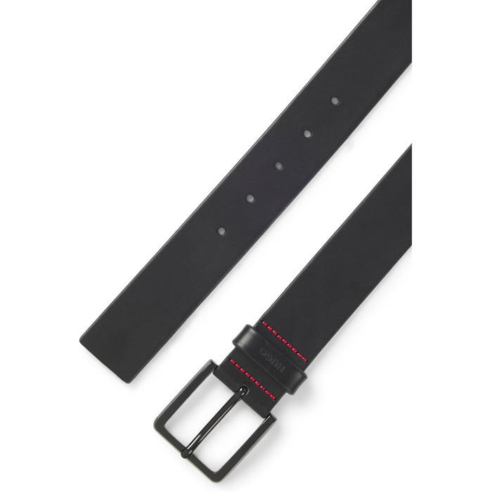 Чоловічий шкіряний ремінь HUGO Gionio SZ40 з логотипом на петлі, чорний (105 Schwarz001)