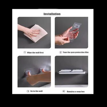 Підставка для мила з піддоном, сіра. Без свердління. Для душу, кухні, ванної кімнати