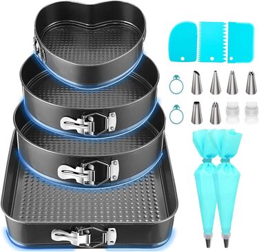 Набір для випічки Sadodo: форми для тортів (20/22/24/26 см), кондитерський мішок з насадками та аксесуари для випічки