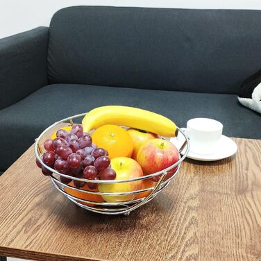 Металева фруктова корзина Exzact з тримачем для бананів, 41 см, срібляний хром